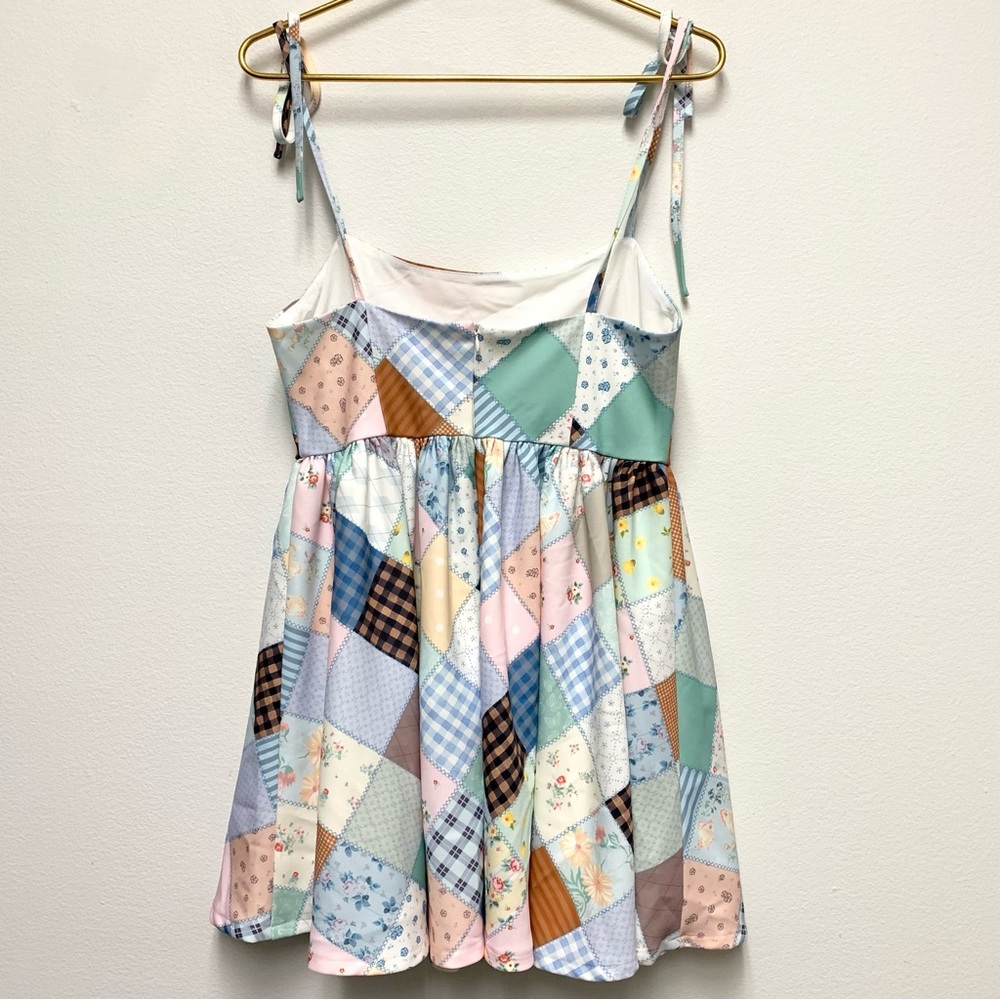 Dolls Kill Holly Hobbie Stitched With Love Patchwork Babydoll Mini Dress Medium - Picture 10 of 15
